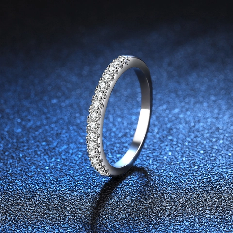 Anello Eternity in Argento Sterling S925 Con Moissanite per Donna Fedina Nuziale Placcata Platino Regalo Anniversario