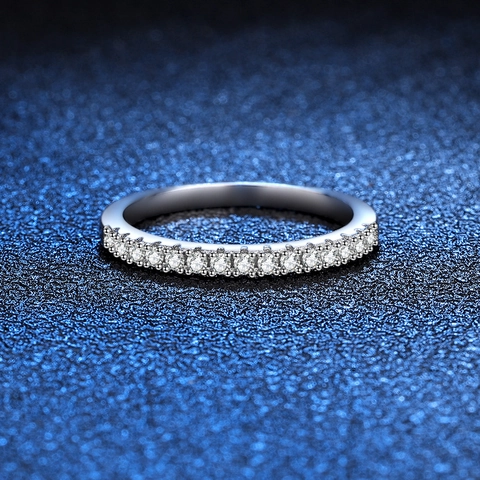 Anello Eternity in Argento Sterling S925 Con Moissanite per Donna Fedina Nuziale Placcata Platino Regalo Anniversario