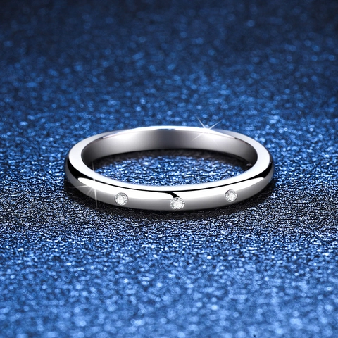 S925 Sterlingsilber Moissanit Ring Für Damen Minimalistisch D Farbe Funkelnd Rund Geometrisch Band Ring Schmuck Geschenk Mit GRA