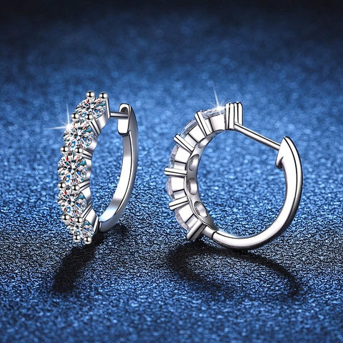 Orecchini a Cerchio in Argento Sterling 925 Moissanite Colore D Taglio Brillante Rotondo Gioielli Eleganti da Donna