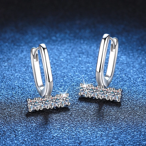 925 Sterling Silver Moissanite Drop Earrings For Women U Shape Luxury Inlaid Moissanite Bar D Color Earrings Jewelry Gift