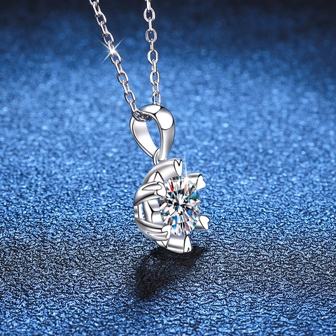 Collar Con Colgante de Copo de Nieve de Plata de Ley 925 Moissanita para Mujer Elegante Joyería de Boda Color D