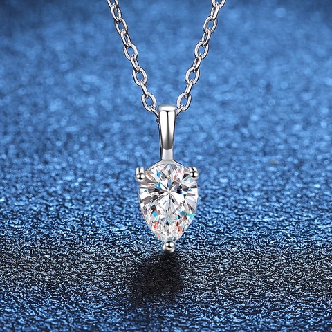 925 Sterling Silver Pear Cut Moissanite Pendant Necklace For Women Platinum Plated Elegant Teardrop Moissanite Necklace Fine Jewelry Fashion Gift