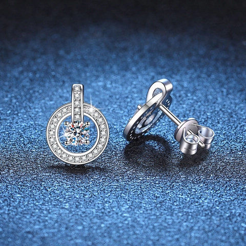 Orecchini a Bottone in Argento Sterling 925 Moissanite per Donna Round Halo D Colore Moissanite Orecchini Con Certificato Gioielli