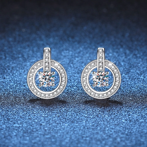 Orecchini a Bottone in Argento Sterling 925 Moissanite per Donna Round Halo D Colore Moissanite Orecchini Con Certificato Gioielli