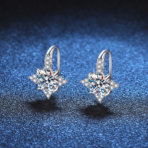 925 Sterling Silver Moissanite Star Ear Hook Earrings Elegant Luxurious Sparkling Rhinestone Dangle Earrings For Women Jewelry Gift
