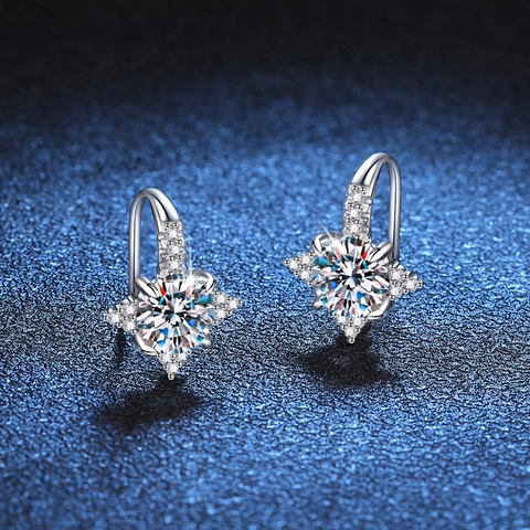 925 Sterling Silver Moissanite Star Ear Hook Earrings Elegant Luxurious Sparkling Rhinestone Dangle Earrings For Women Jewelry Gift