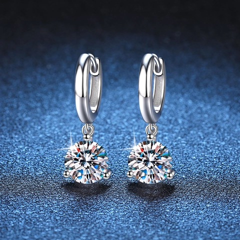 S925 Sterling Silver Moissanite Stud Earrings D Color Classic Round Moissanite Hoop Earrings With 925 Sterling Silver Earring Post Women Jewelry