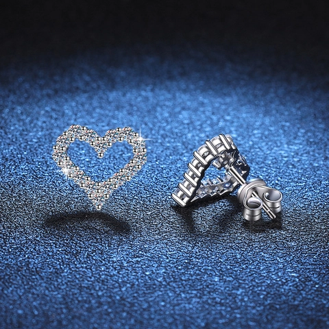 Pendientes de Botón de Plata de Ley 925 Corazón Moissanita para Mujer Color D Brillantes Pendientes en Forma de Corazón Joyería Fina Regalo
