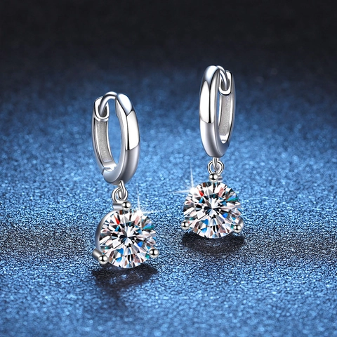 S925 Sterling Silver Moissanite Stud Earrings D Color Classic Round Moissanite Hoop Earrings With 925 Sterling Silver Earring Post Women Jewelry