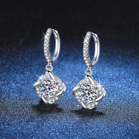Luxury 925 Sterling Silver Moissanite Stud Earrings For Women D Color Round Cut Sparkle Jewelry With GRA Certificate