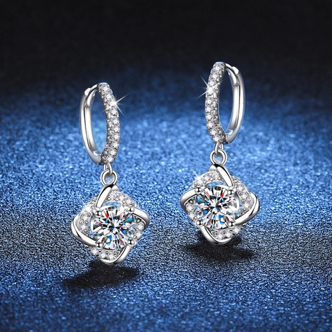 Luxury 925 Sterling Silver Moissanite Stud Earrings For Women D Color Round Cut Sparkle Jewelry With GRA Certificate