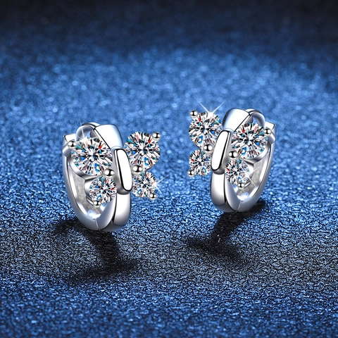 Orecchini a Cerchio a Farfalla in Argento Sterling S925 Con Moissanite per Donna Gioielli di Moda