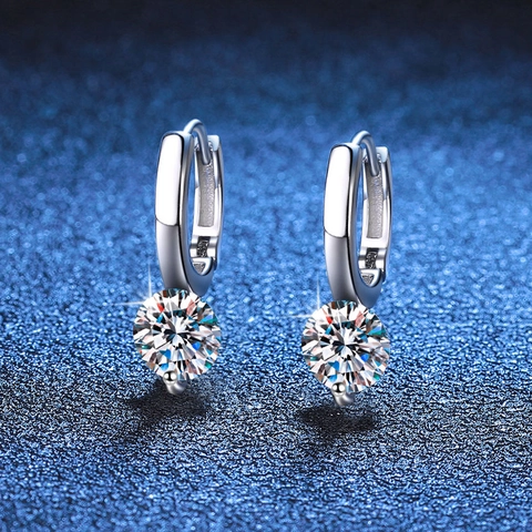 925 Sterling Silver Moissanite Stud Earrings For Women Round Brilliant Cut Crown Design Rhinestone Earrings Jewelry Gift