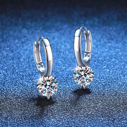 925 Sterling Silver Moissanite Stud Earrings For Women Round Brilliant Cut Crown Design Rhinestone Earrings Jewelry Gift