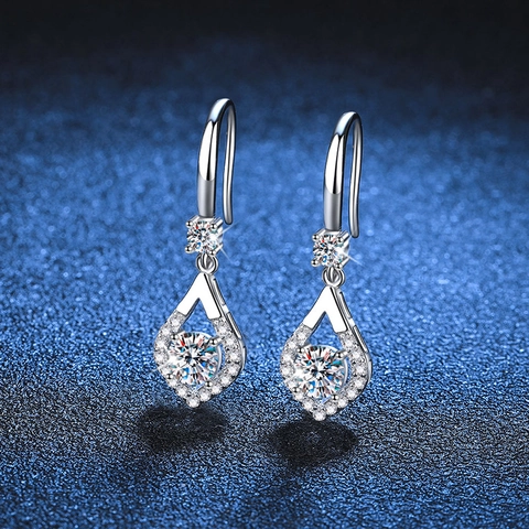 Luxury 925 Sterling Silver Moissanite Water Drop Earrings For Women Elegant Dangle Ear Hooks Sparkling Fashion Jewelry Gift