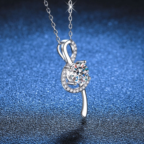925 Sterling Silver Musical Note Pendant Necklace For Women Sparkling Moissanite Zirconia G Clef Elegant Fine Jewelry Gift