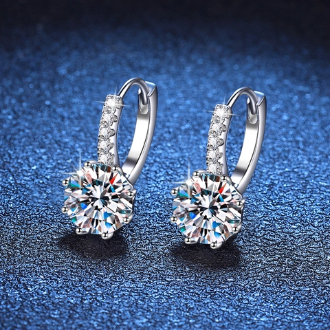 925 Sterlingsilber Moissanit Creolen Für Damen Rund Brillantschliff Moissanit Schmuck Einfache Elegante Ohrringe Geschenk