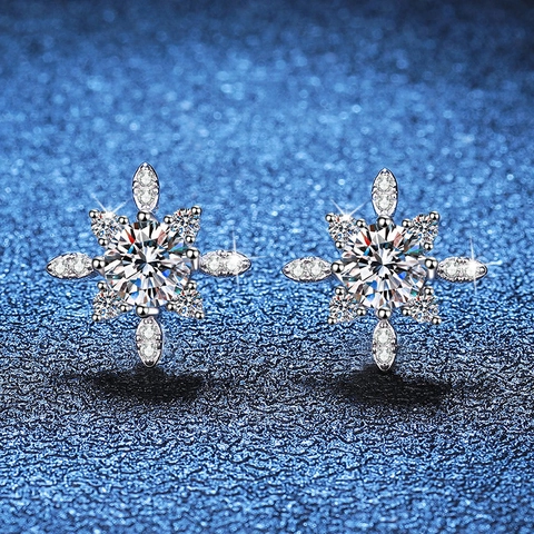 925 Sterlingsilber Moissanit Ohrstecker Für Damen Stern Schneeblume D Farbe Edelstein Ohrringe Schmuck Geschenk