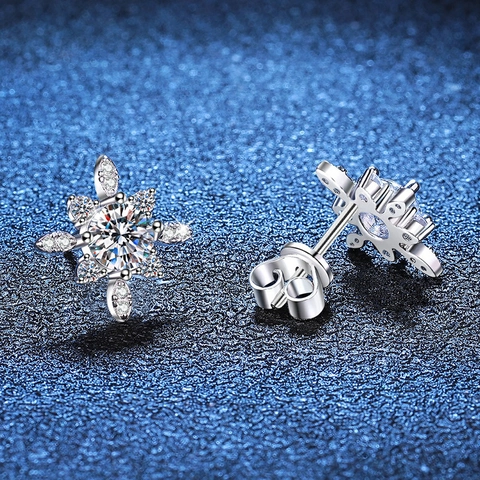 925 Sterlingsilber Moissanit Ohrstecker Für Damen Stern Schneeblume D Farbe Edelstein Ohrringe Schmuck Geschenk