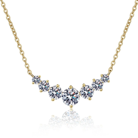 S925 Sterling Silver Moissanite Smile Pendant Necklace For Women U-Shaped Zirconia Pave Electroplated Gold Jewelry Gift