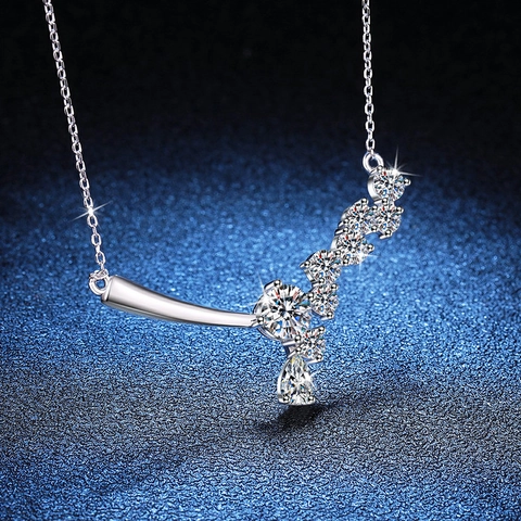 Luxury 925 Sterling Silver Moissanite Pendant Necklace Galaxy Asymmetric Design Sparkling Jewelry For Women Dating Jewelry