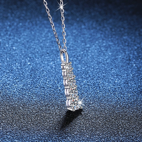 925 Sterling Zilver Moissaniet Hanger Halsketting Voor Vrouwen Elegant Verticaal Ontwerp Bruiloft Feest Mode Sieraden Cadeau