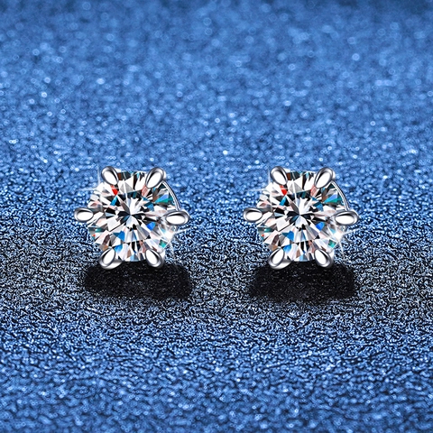 Classici Orecchini Magnetici in Argento Sterling 925 Moissanite Sei Griffe Senza Piercing Clip On Orecchini per Uomo Donna Gioielli
