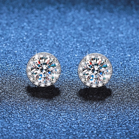 Orecchini Magnetici in Argento Sterling S925 Con Moissanite Taglio Rotondo Halo Senza Buco Unisex Gioielli Minimalisti