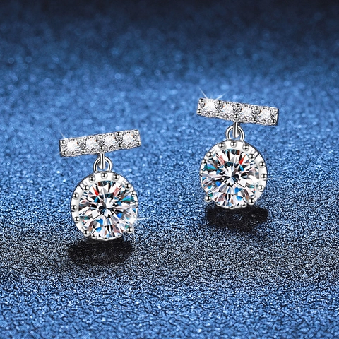 S925 Sterlingsilber Moissanit Ohrringe Für Damen 1 Karat D-Farbe Rundschliff Moissanit Quaste Ohrringe Schmuck