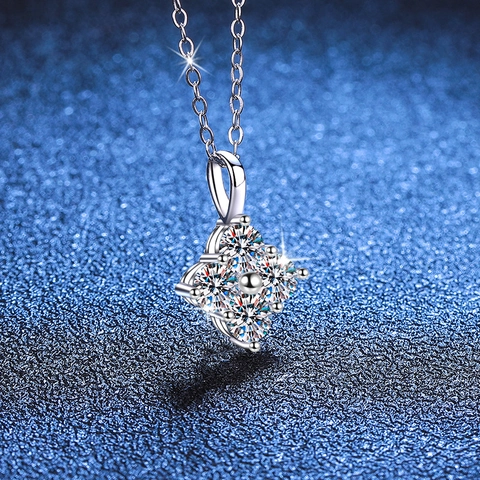 925 Sterling Silver Moissanite Necklace For Women 1.2ct Rhombus Pendant Minimalist Clavicle Chain Geometric Jewelry Gift