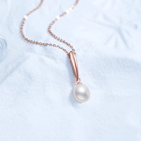 925 Sterling Silver Freshwater Pearl Pendant Necklace Elegant Water Drop Champagne Gold Clavicle Chain For Women Jewelry Gift