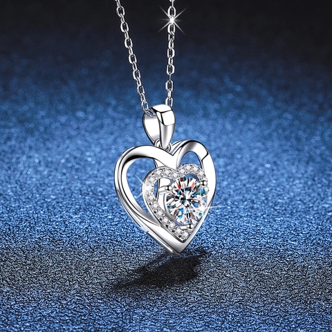 Collana Con Ciondolo a Cuore in Argento Sterling 925 Moissanite per Donna Elegante Design a Cuori Intrecciati Gioielli Regalo