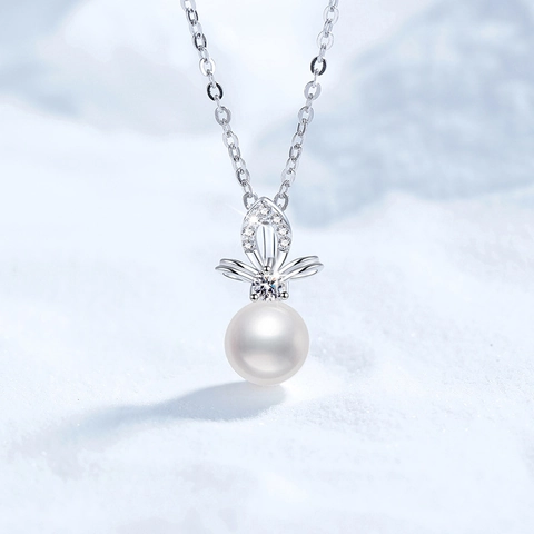 925 Sterling Silver Freshwater Pearl Necklace Elegant Moissanite Crown Pendant Jewelry For Women Daily Banquet Party Accessories