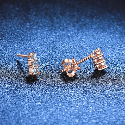 925 Sterlingsilber Moissanit Ohrstecker Für Damen Roségold Drei Steine Vertikal Drop Minimalistischer Feiner Schmuck Ohrringe