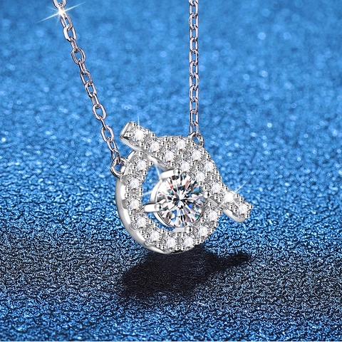 925 Sterling Silver Moissanite Pendant Necklace For Women Elegant Pig Nose Design Fashion Jewelry Necklace Gift
