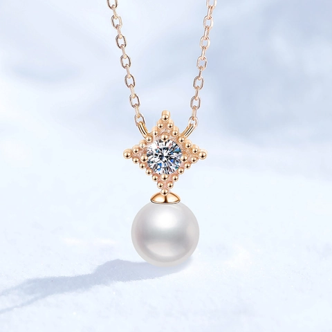 925 Sterling Zilver Zoetwaterparel Moissaniet Hanger Halsketting Elegante Strass Ingelegde Sieraden Voor Dames
