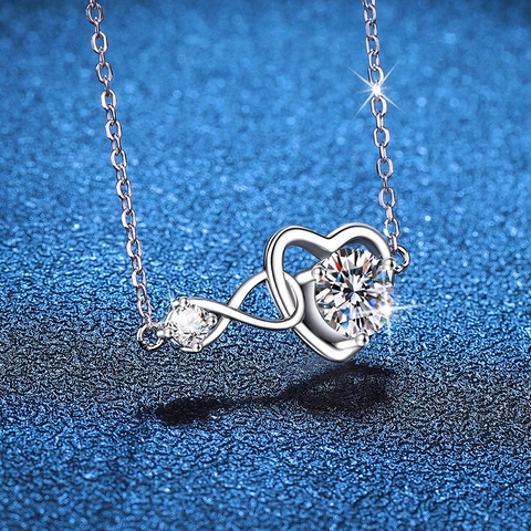 925 Sterling Silver Moissanite Heart Infinity Pendant Necklace For Women Luxurious Forever Love Fine Jewelry Necklace