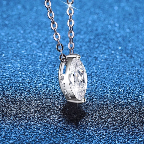 Marquise Cut 1ct Moissanite Pendant Necklace 925 Sterling Silver Chain Premium D Color Moissanite Jewelry Gift For Women
