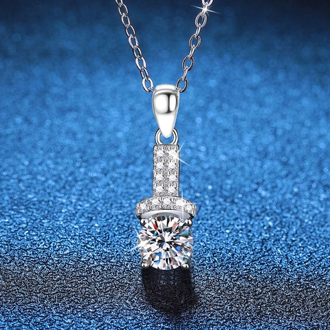 925 Sterling Silver Moissanite Pendant Necklace Sparkling Round Cut Bowknot Design Elegant Jewelry For Women Anniversary Gift