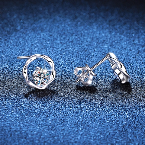 Minimalist 925 Sterling Silver Moissanite Stud Earrings For Women Twisted Mobius Round Cut D Color Sparkling Ear Jewelry