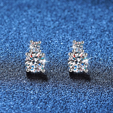 S925 Sterlingsilber Moissanit Ohrstecker D Farbe Vier Klauen Rundschliff Brillant Moissanit Ohrschmuck Für Damen