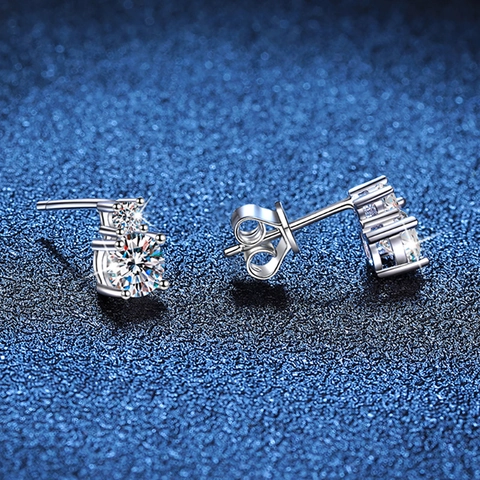 S925 Sterlingsilber Moissanit Ohrstecker D Farbe Vier Klauen Rundschliff Brillant Moissanit Ohrschmuck Für Damen