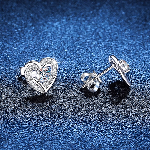 S925 Sterlingsilber Herz Ohrstecker Für Damen Brillant Moissanit Eingelegt Funkelnd Elegant Schmuck Geschenk