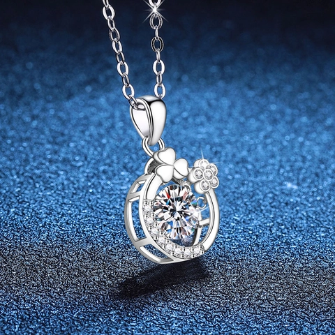 925 Sterlingsilber Moissanit Anhänger Halskette Für Damen Elegant Blume Herz Krone Form Funkelnde Tanzende Stein Schmuck Geschenk