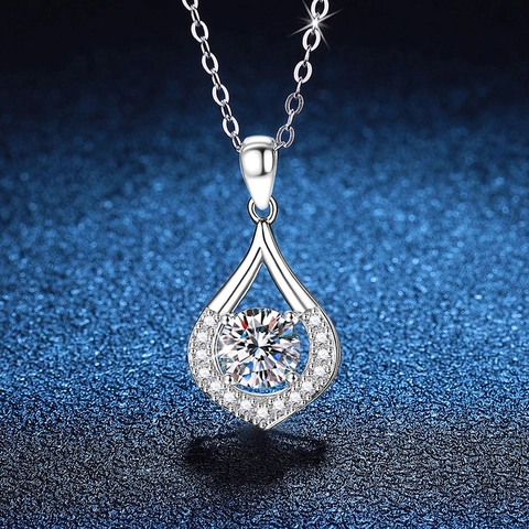 925 Sterling Zilver Moissaniet Hanger Ketting Elegante Waterdruppel Strass Ketting Voor Vrouwen Sieraden