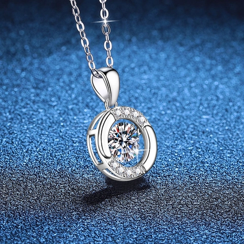 S925 Sterling Silver Necklace With Round Cut Moissanite Heart Pendant Elegant Fashion Commuting Jewelry For Women Anniversary Gift