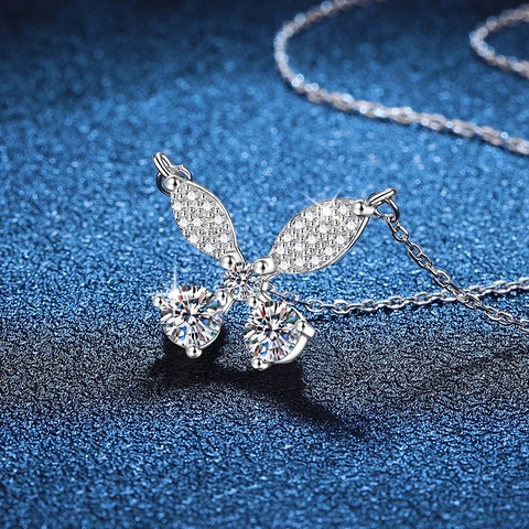 925 Sterling Silver Butterfly Pendant Necklace For Women Moissanite Inlaid Light Luxury Fashion Jewelry Silver Tone Necklace