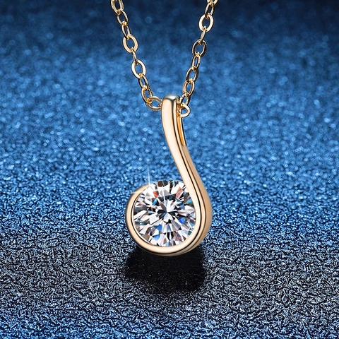 Collana con Pendente a Forma di Nota Musicale in Argento Sterling 925 Moissanite Colore D 1 Carato Gioielli Regalo Donna Oro Argento