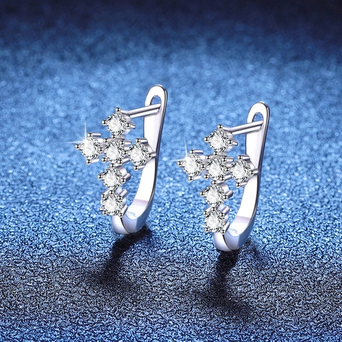 Orecchini a Cerchio con Croce in Moissanite e Argento Sterling 925 Hip Hop a Forma di U Intarsiati Gioielli per Uomo e Donna Regalo